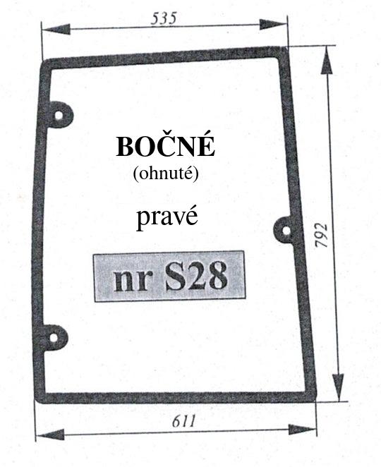 Bočné sklo - Zetor Major - HS Szotkiewicz - pravé vyhotovenie