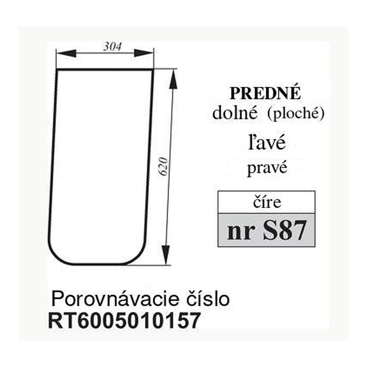 Predné sklo - spodná časť JOHN DEERE 6005010157