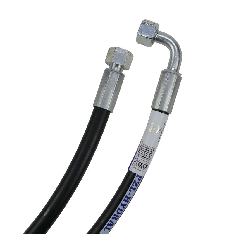 Hydraulická hadica - 180 bar závit M18x1,5 priame vyhotovenie/90 stupňov (koleno) L-800mm DN10-1SN (AK-10-800, P11P12) 18MPa - PZL-Hydral