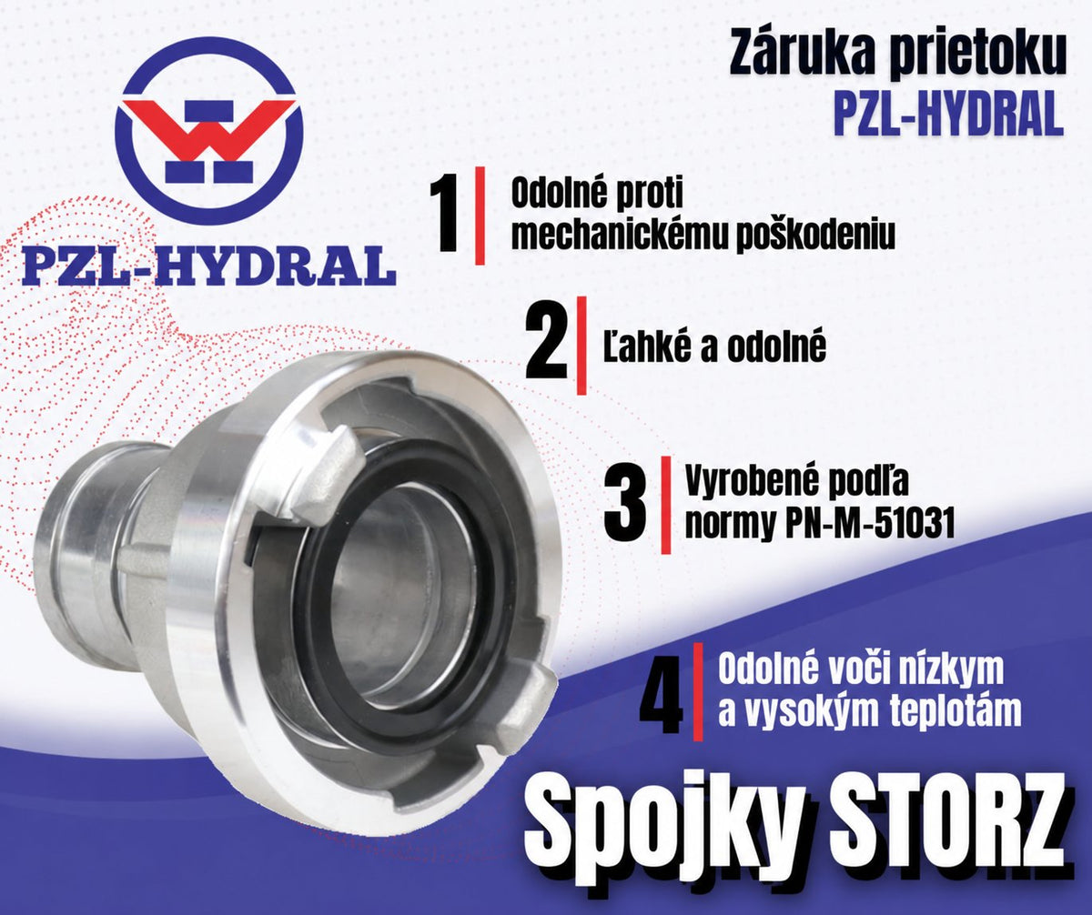 Hliníkový spojovací nadstavec - STORZ 52mm otočné vyhotovenie s vonkajším závitom 2" - PZL-Hydral
