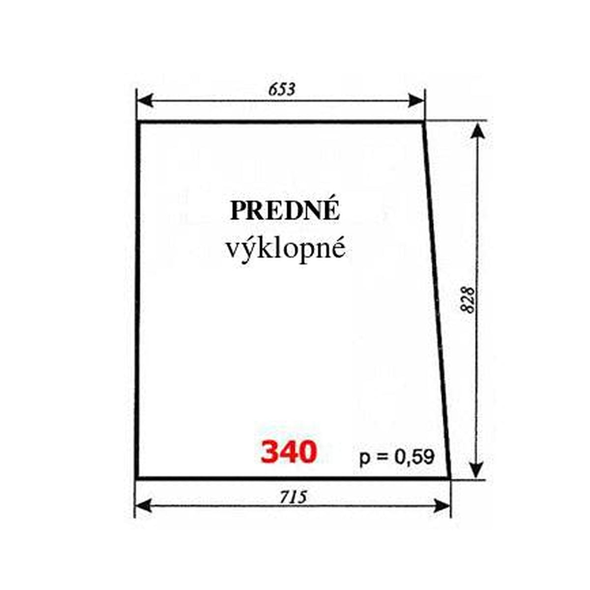 Predné sklo výklopné — NR.340