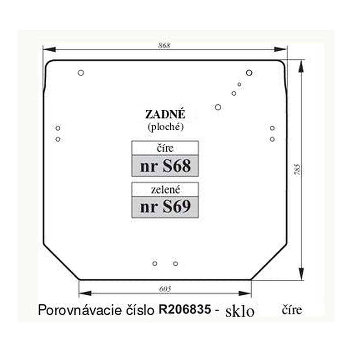 Zadné sklo - John Deere číre R206835