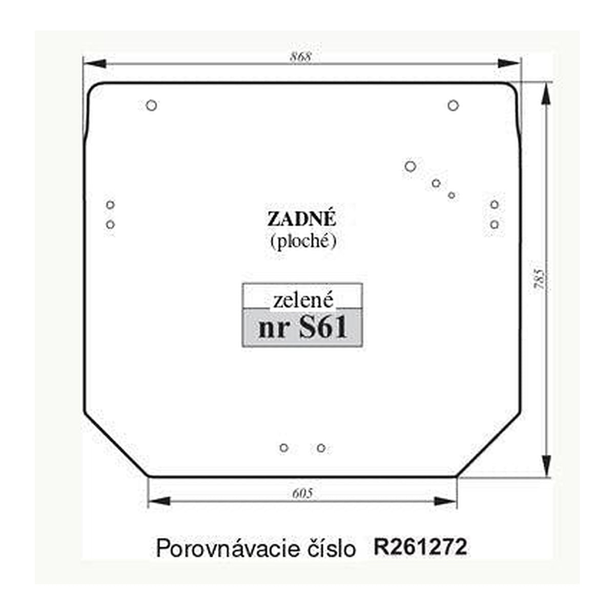Zadné sklo - zelené John Deere R261272