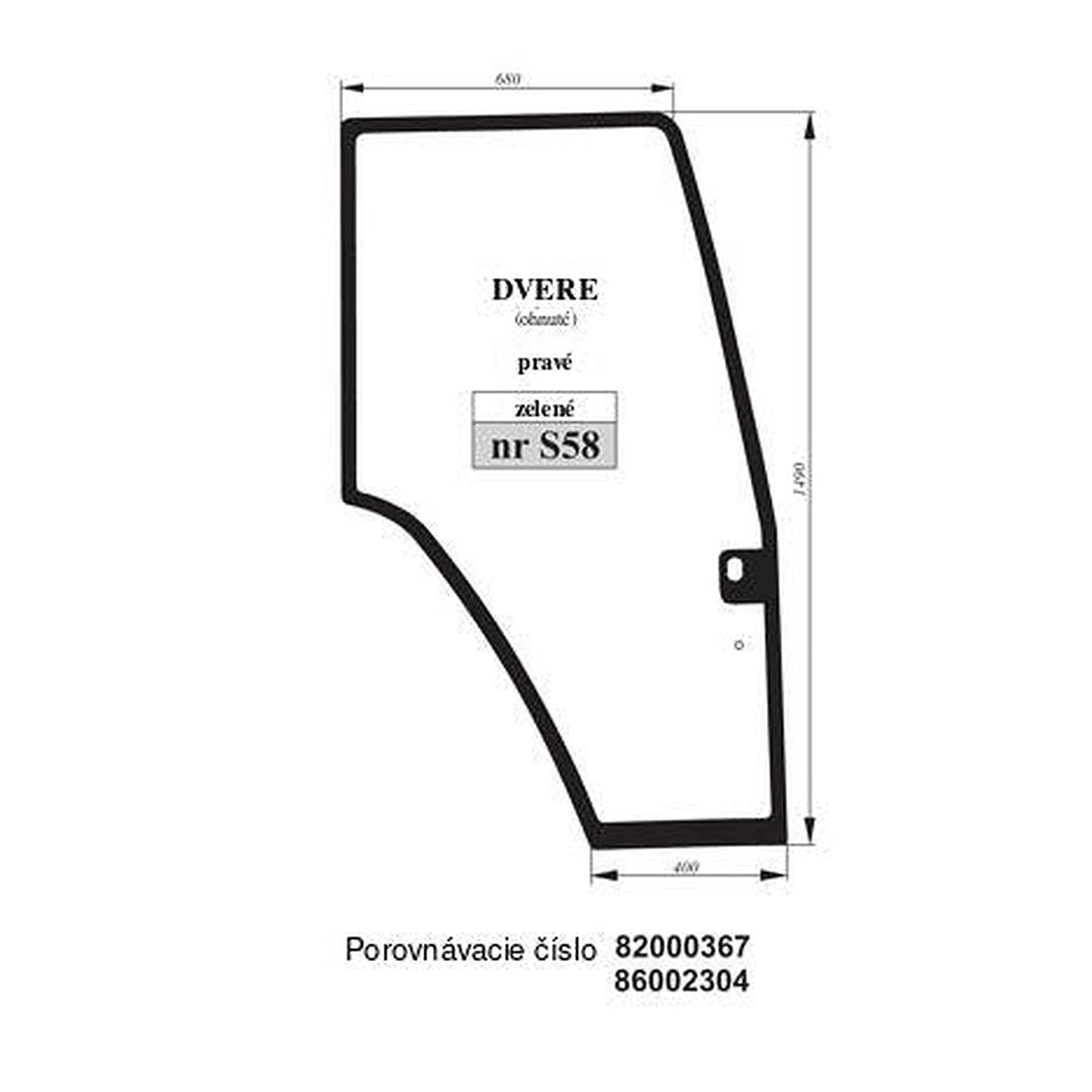 Dverové sklo - pravé Fiat 82000367 86002304