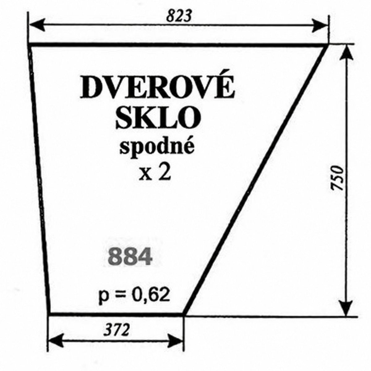 Dverové sklo - spodná časť MF-2620