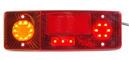 Zadné kombinované svetlo E-551 s LED osvetlením poznávacej značky, 12/24 V, ľavé, s dodatočnou odrazkou, vodotesné, s káblom – fotografia 1 z 2 – SKU 27747