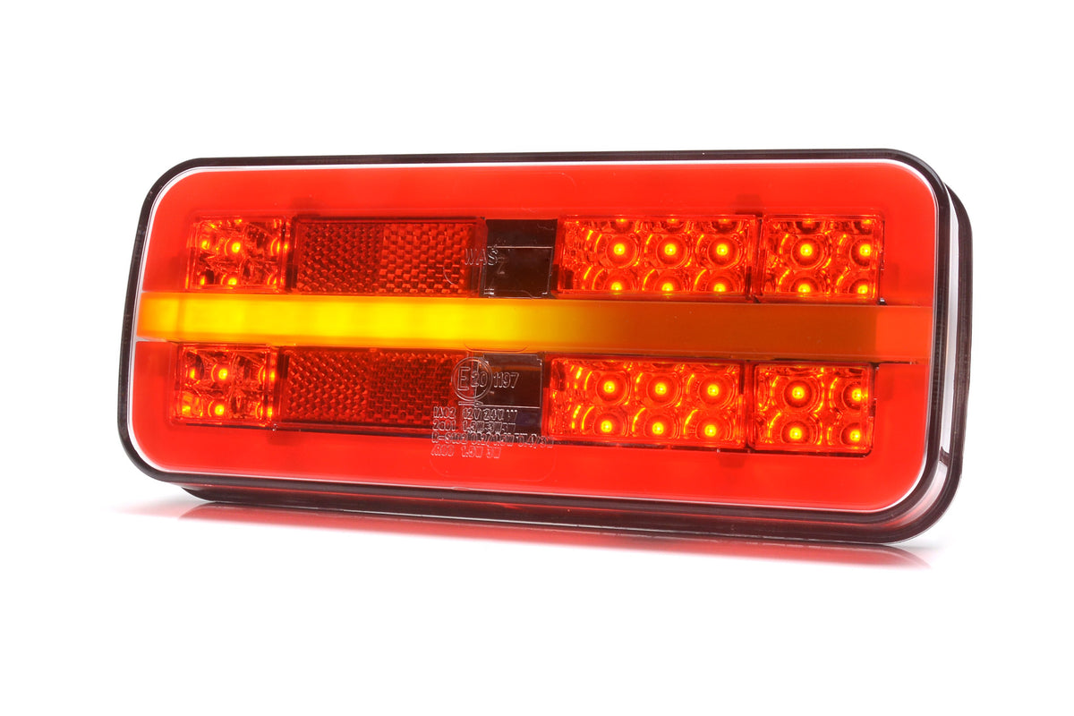 Pravé zadné kombinované LED svetlo W187/3DD, 12/24 V, IP68, dynamická smerovka, neónový efekt, s káblom – fotografia 1 z 3 – SKU 35568