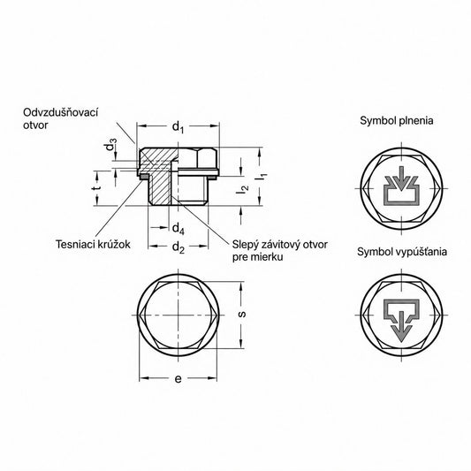 Hliníková zaslepovacia hydraulická zátka M20x1,5 - metrický závit, na kľúč