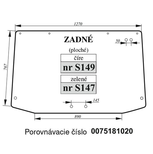 Zadné sklo — S147