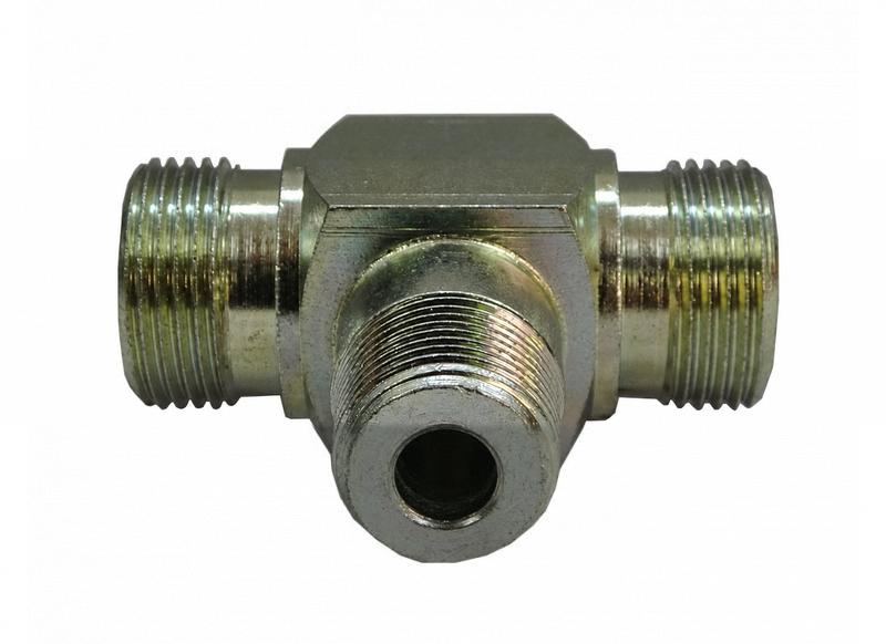 Hydraulická T-spojka M22x1,5 - 3/8"- M22x1,5 15L/BSPT/15L