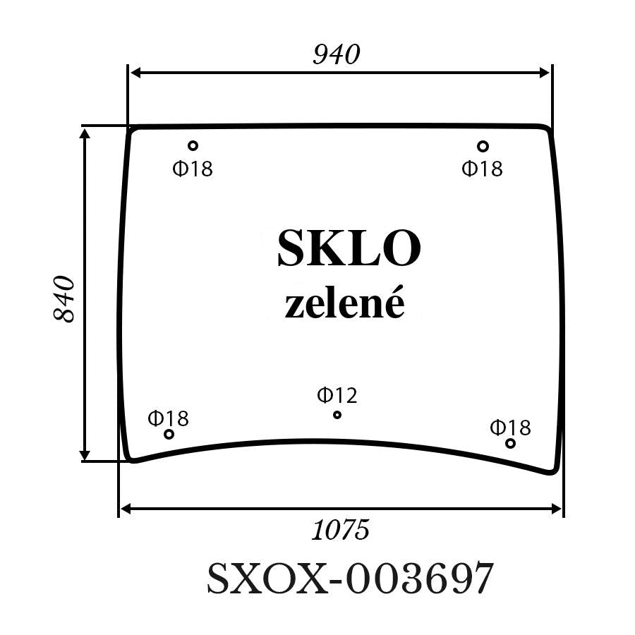Predné sklo - Kubota L5040 zelené 1075*840