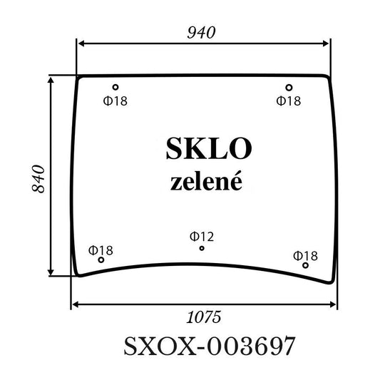 Predné sklo - Kubota L5040 zelené 1075*840