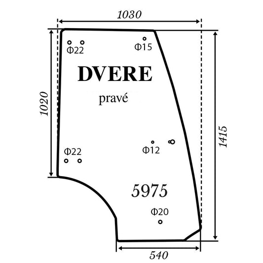 Dverové sklo - pravé Kubota BX231