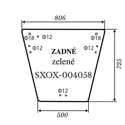 Zadné sklo - Kubota L4100 zelené 806*725