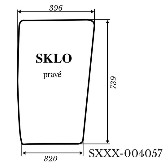 Sklo - pravé vyhotovenie Kubota L4100 zelená 396*739 - HS Szotkiewicz