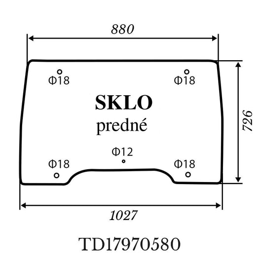 Predné sklo - Kubota L5040 zelené 1027*726mm