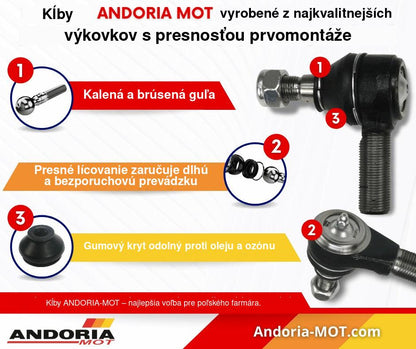 Guľový kĺb uhlový dlhý zasúvací s maticou C-385 ANDORIA