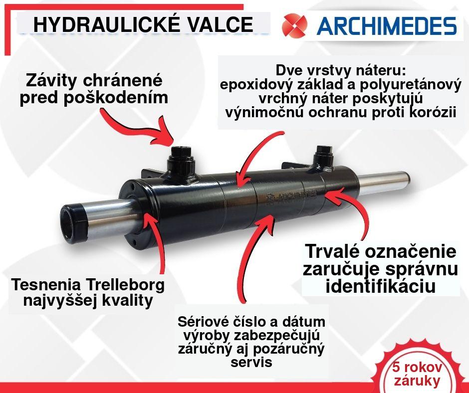 Valec hydraulický - valec obojstranného účinku (90 stupňov) zdvih 200mm ARCHIMEDES