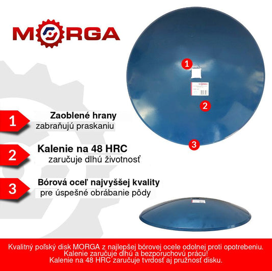 Kotúč - hladký FI-560mm hrúbka 5mm tanierových brán uchytenie náboj 6 otvorov rozstup skrutiek upevňovacích 115mm bórová oceľ - Morga
