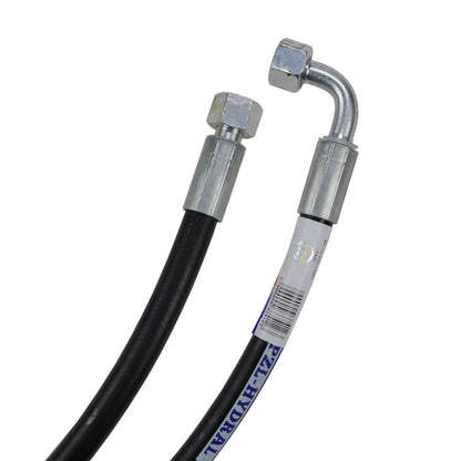 Hydraulická hadica - 180 bar závit M18x1,5 priame vyhotovenie/90 stupňov (koleno) L-800mm DN10-1SN (AK-10-800, P11P12) 18MPa - PZL-Hydral