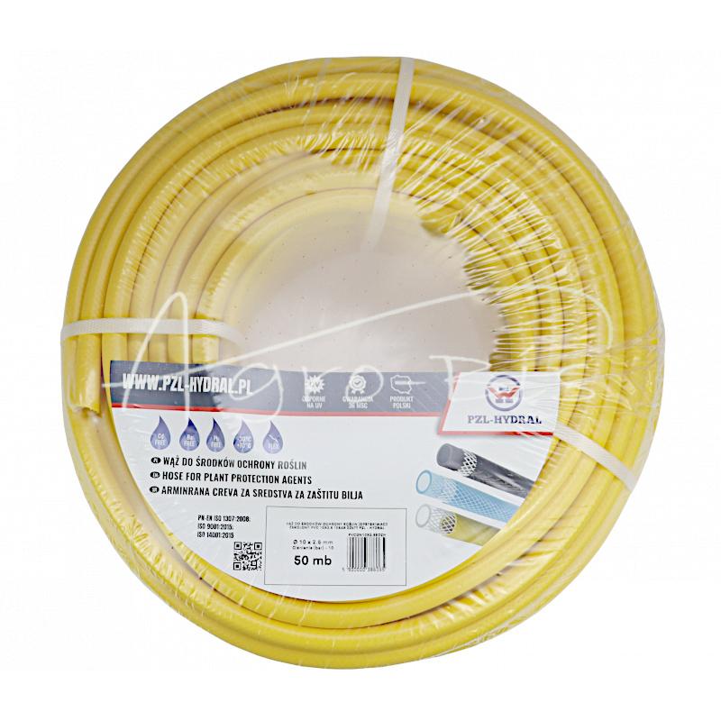 Hadica pre prípravkov ochrany rastlín (postrekovač) vystužené vyhotovenie PVC 10X2.5 10bar žltý PZL - HYDRAL - SKU 85299