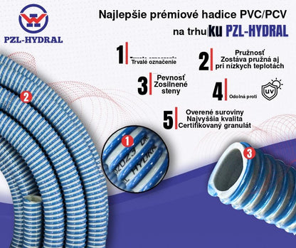 Fekálna hadica PVC/PCV sací - výtlačný DN40 Premium PZL HYDRAL