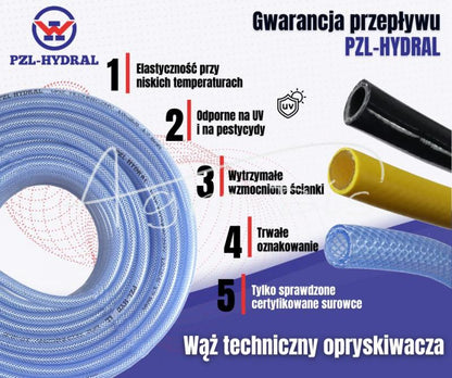 Hadica pre prípravkov ochrany rastlín (postrekovač) vystužené vyhotovenie PVC 10X2.5 10bar žltý PZL - HYDRAL - SKU 85299