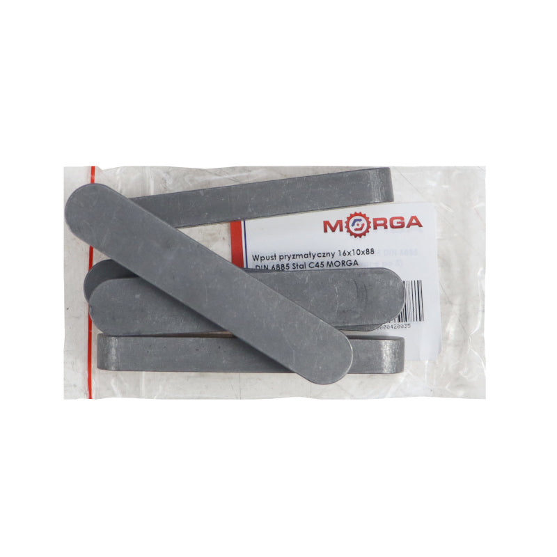 Tesné pero - 16x10x88 DIN 6885 oceľ C45 5041970/0 - Morga - prizmatické vyhotovenie