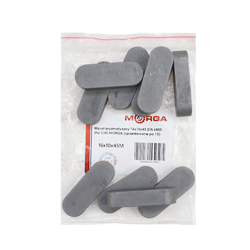 Tesné pero - 16x10x45 DIN 6885 oceľ C45 54260313 - Morga - prizmatické vyhotovenie