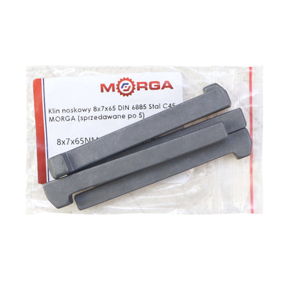 Klin s nosom 8x7x65 DIN 6885 oceľ C45 - Morga