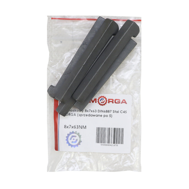 Klin s nosom 8x7x63 DIN6887 oceľ C45 - Morga