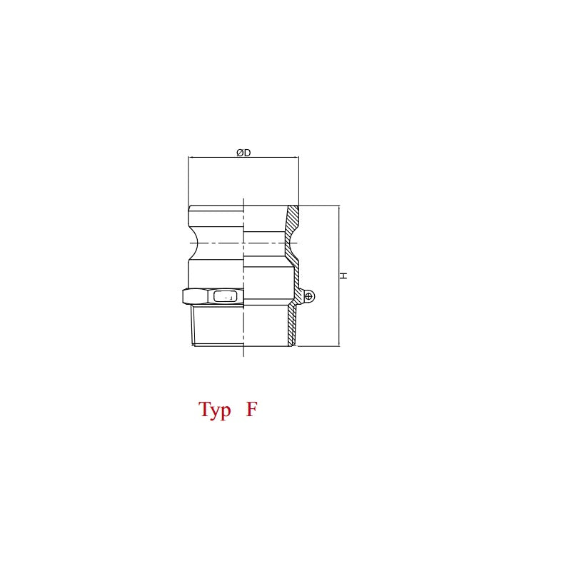 Vsuvka Camlock typ F 4" x 101mm - hliník PZL-Hydral