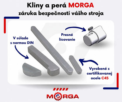 Tesné pero - 16x10x88 DIN 6885 oceľ C45 5041970/0 - Morga - prizmatické vyhotovenie