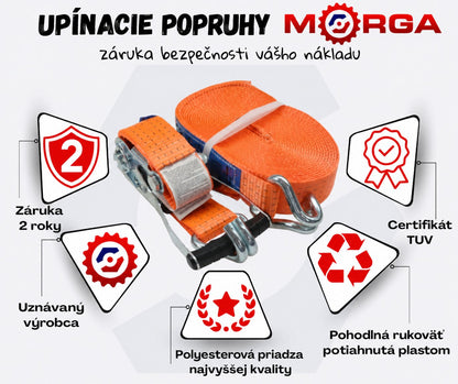 Remeň dopravný 5T 14m šírka. 50mm súprava s sponou zosilnený 330 mm ERGO s atestom, MORGA — PT5T14M50EM