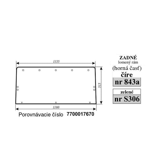 Zadné lomené zelené sklo Renault - horné vyhotovenie — S306