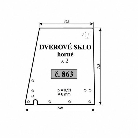 Sklo dverí Fendt - horné vyhotovenie — NR.863