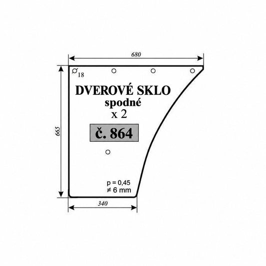 Sklo dverí Fendt - spodné vyhotovenie — NR.864