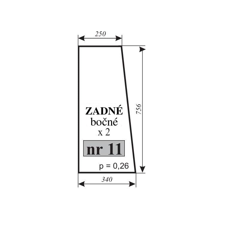Zadné sklo - bočné Zetor 7011