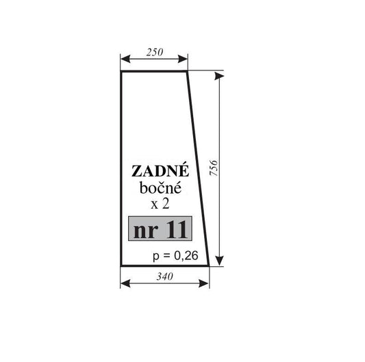 Zadné sklo - bočné Zetor 7011