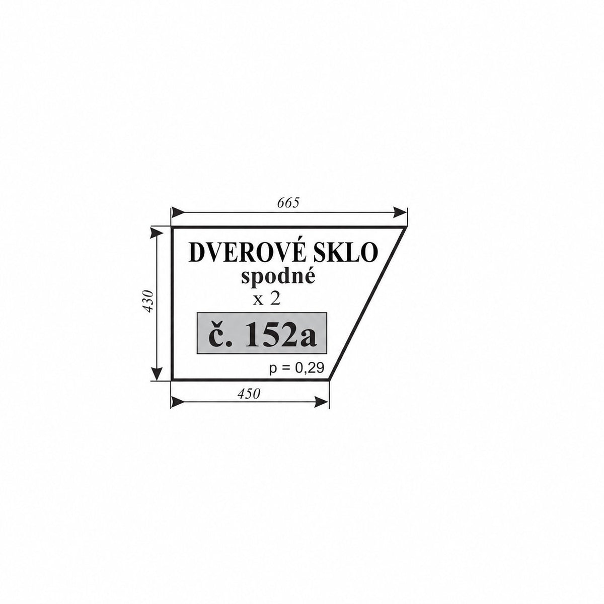 Sklo dverí - spodné vyhotovenie — NR.152a