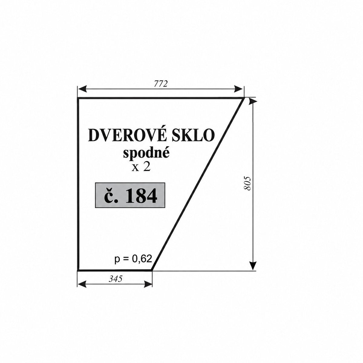 Sklo dverí - dolná časť — NR.184