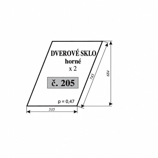 Dverové sklo - horná časť Zetor 5011, 5211, 7045