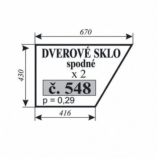 Dverové sklo - spodná časť Zetor 5611 5718