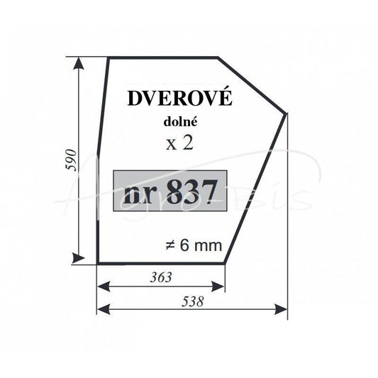 Spodné sklo dverí - ZETOR 6945 - Hartownia Szkła Szotkiewicz