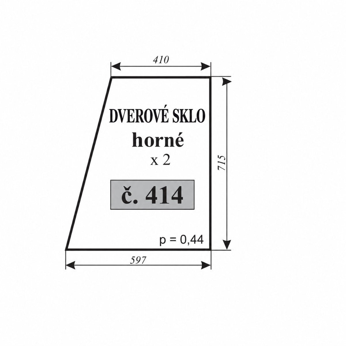 Sklo dverí horná časť C-360 kabína Smolniki 414=421=428