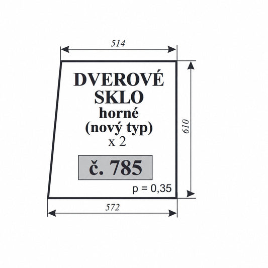 Dverové sklo - horná časť nový typ Ursus C-330 TUR