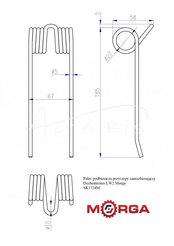 Prst — zberač, príves, SK11724 — Morga — SK1724M