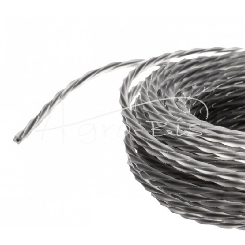 Struna vyžínač kosy vyžínača hrúbka 2,7mm dĺžka 15m Dual štvorec - ZAGRODA - strieborné vyhotovenie, krútené vyhotovenie