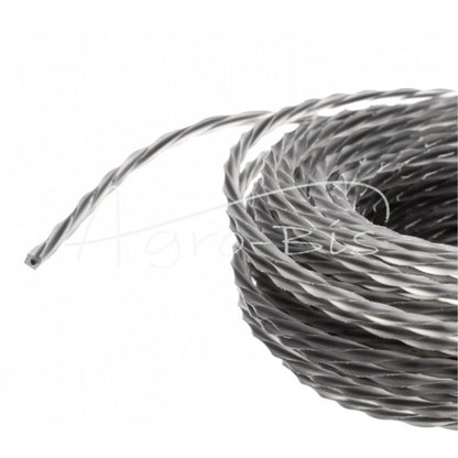 Struna vyžínač kosy vyžínača hrúbka 2,7mm dĺžka 15m Dual štvorec - ZAGRODA - strieborné vyhotovenie, krútené vyhotovenie